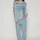 Pijama Waffle Mujer Celeste Familyshop - Miniatura 1