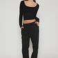 Pantalón Buzo Recto Basic Mujer Negro Familyshop - Miniatura 4