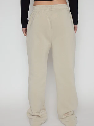 Pantalón Buzo Basic Recto Mujer Beige Familyshop