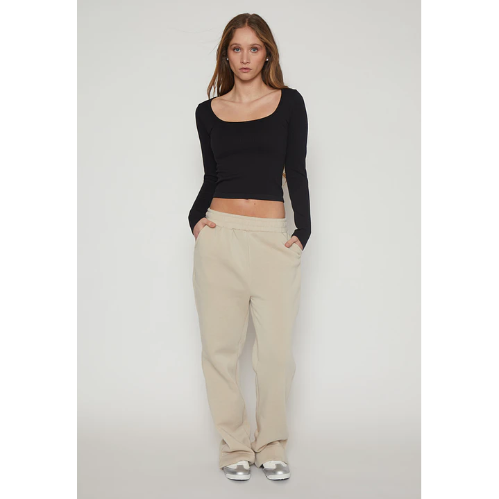 Pantalón Buzo Basic Recto Mujer Beige Familyshop 4