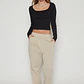 Pantalón Buzo Basic Recto Mujer Beige Familyshop - Miniatura 4
