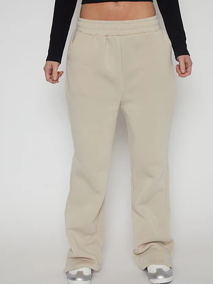 Pantalón Buzo Basic Recto Mujer Beige Familyshop