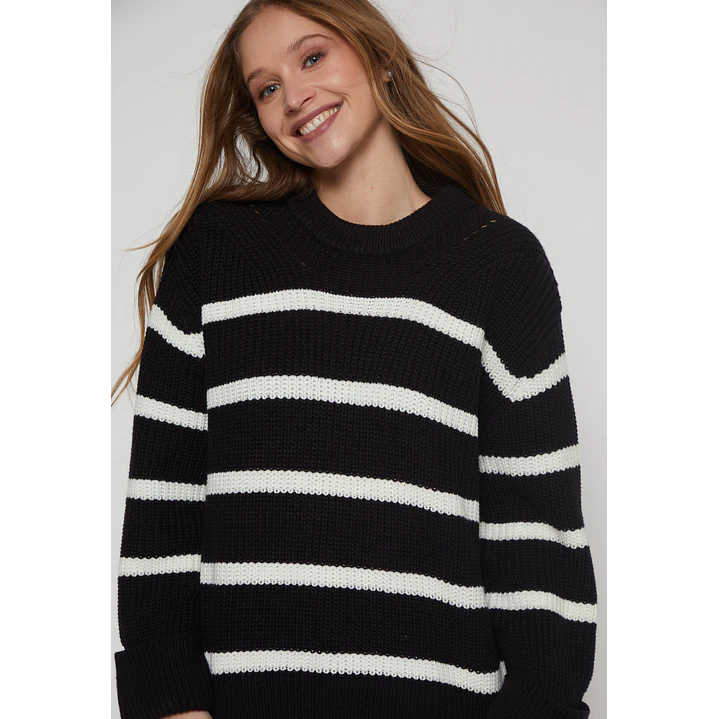 Sweater Rayas Mujer Negro Familyshop 3