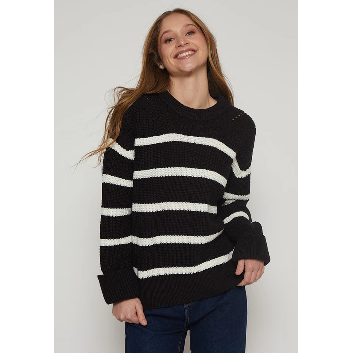 Sweater Rayas Mujer Negro Familyshop 1