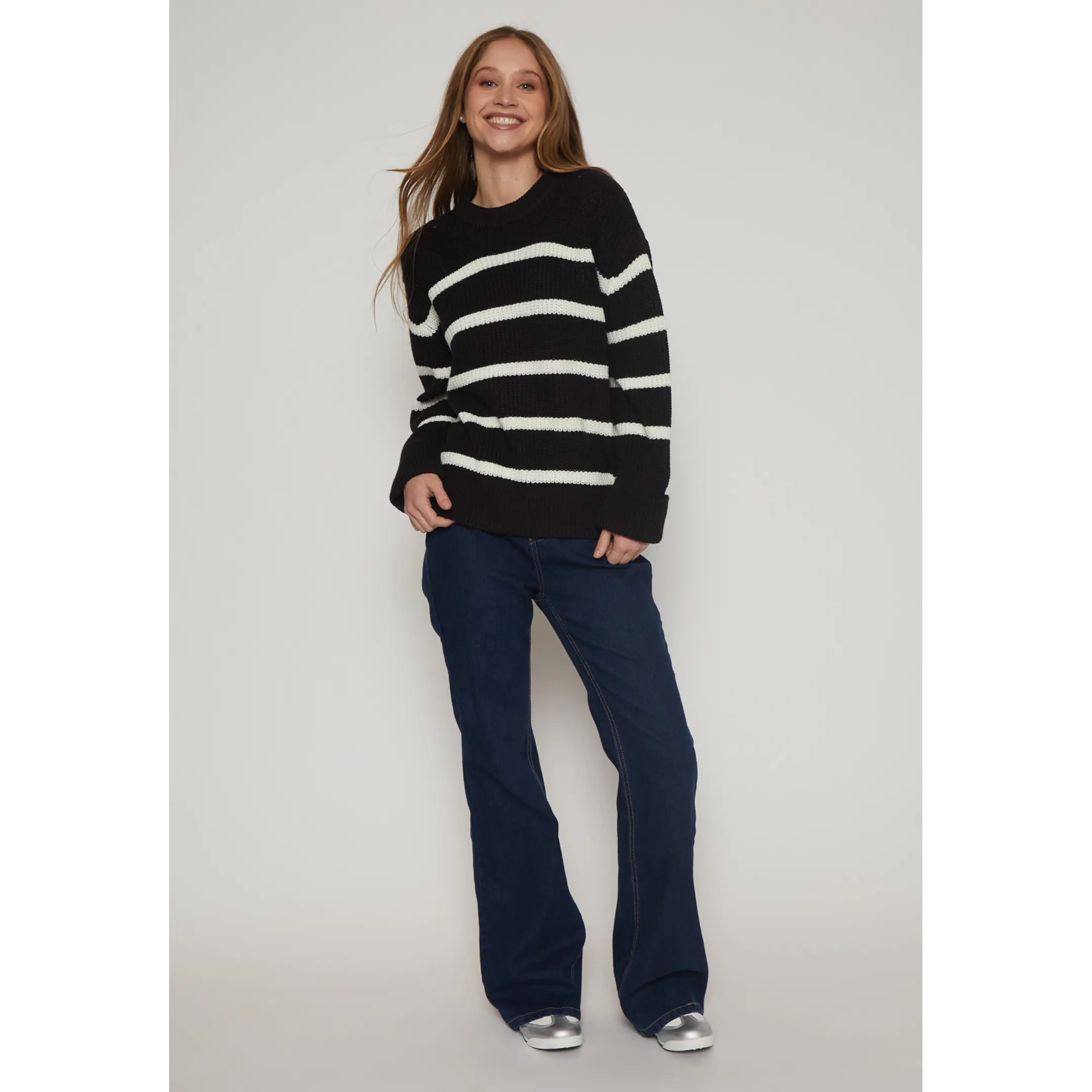 Sweater Rayas Mujer Negro Familyshop 4