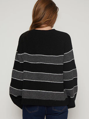 Sweater Franja Mujer Negro Familyshop