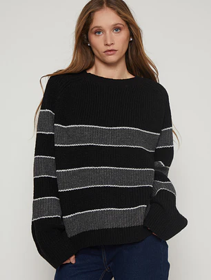 Sweater Franja Mujer Negro Familyshop