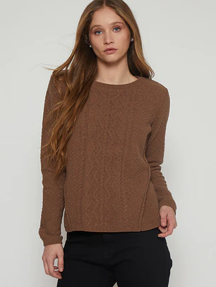 Sweater Chenille Fantasía Mujer Café Familyshop
