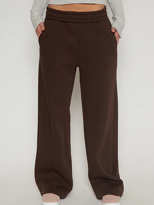 Pantalón Buzo Wide Leg Mujer Café Familyshop