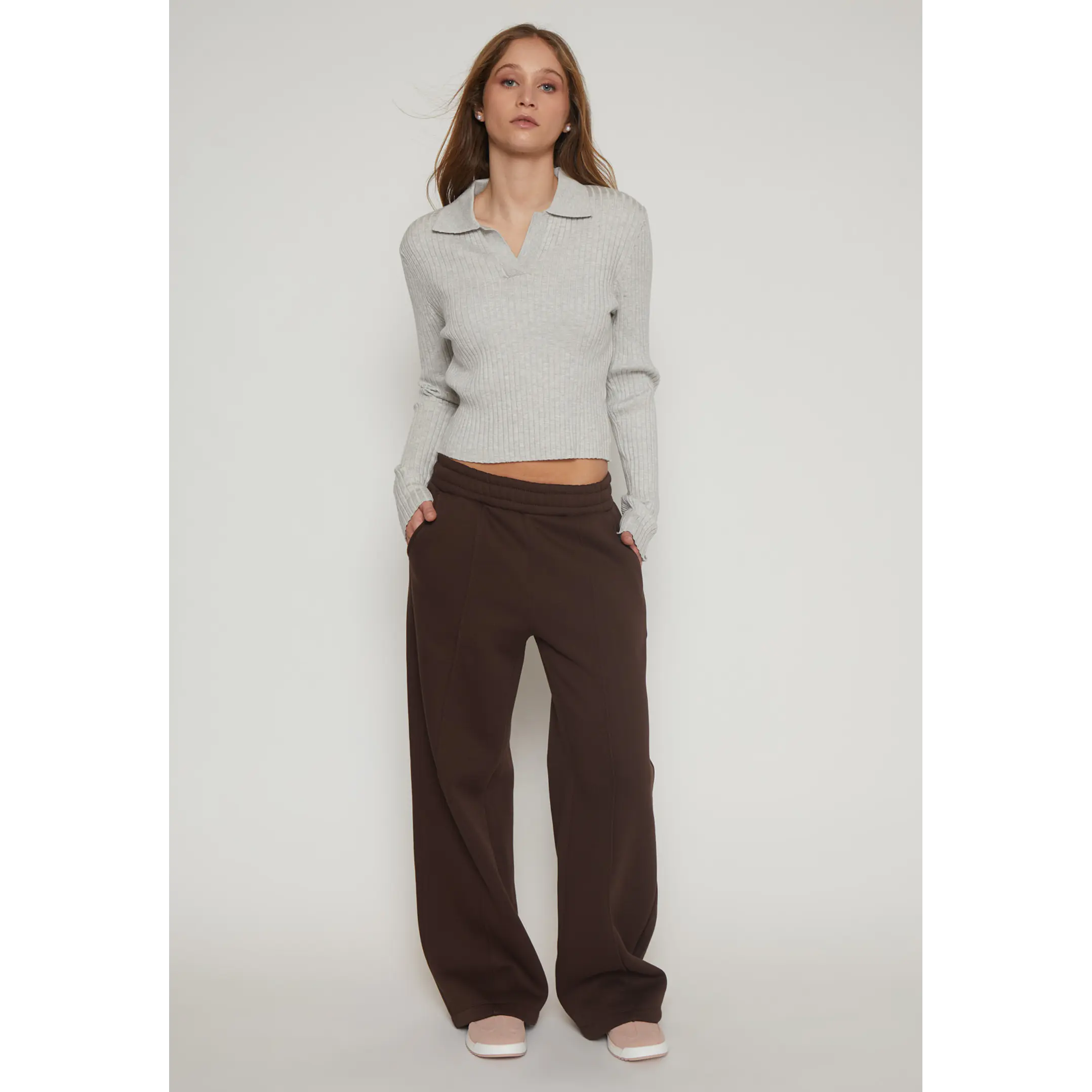 Pantalón Buzo Wide Leg Mujer Café Familyshop 4