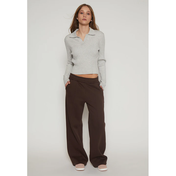 Pantalón Buzo Wide Leg Mujer Café Familyshop 4