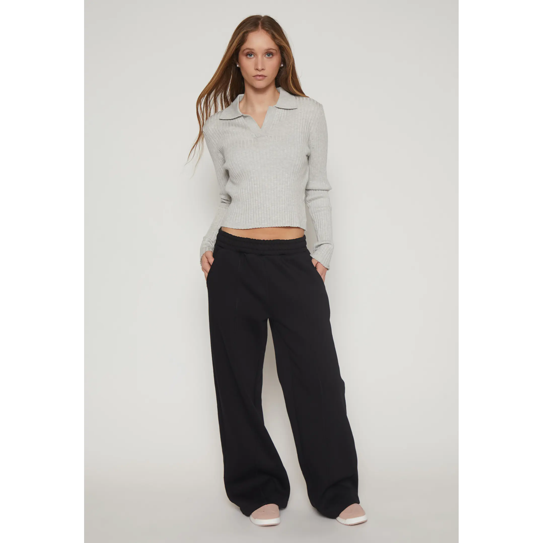Pantalón Buzo Wide Leg Mujer Negro Familyshop 4