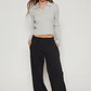 Pantalón Buzo Wide Leg Mujer Negro Familyshop - Miniatura 4