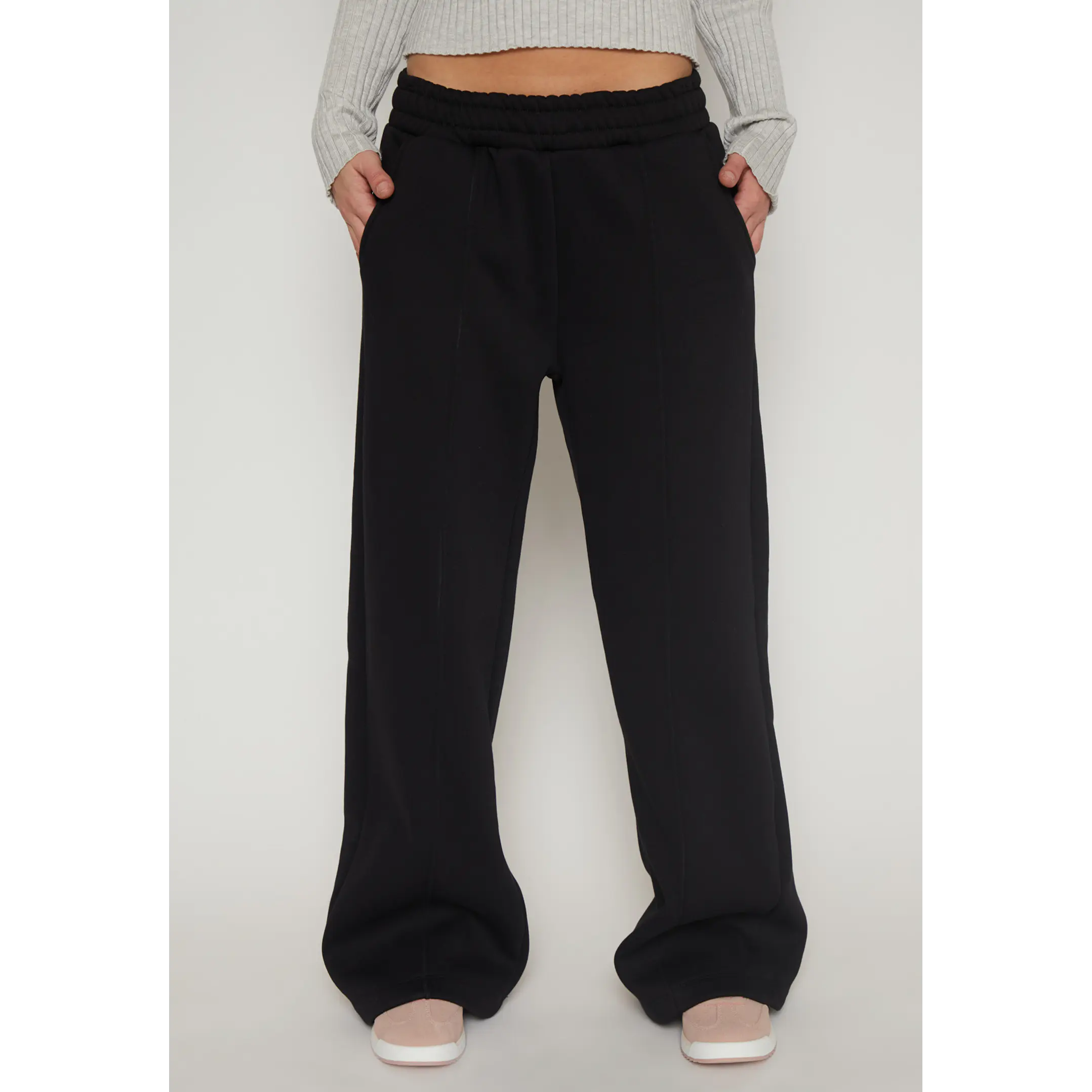 Pantalón Buzo Wide Leg Mujer Negro Familyshop 1