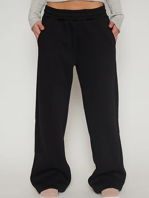 Pantalón Buzo Wide Leg Mujer Negro Familyshop