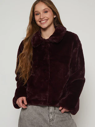 Chaqueta Piel Mujer Burdeo Familyshop