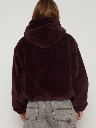 Chaqueta Piel Gorro Mujer Burdeo Familyshop