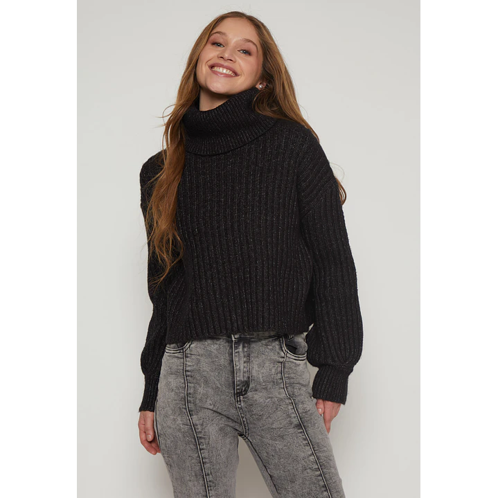 Sweater Canutón Cuello Mujer Negro Familyshop 1