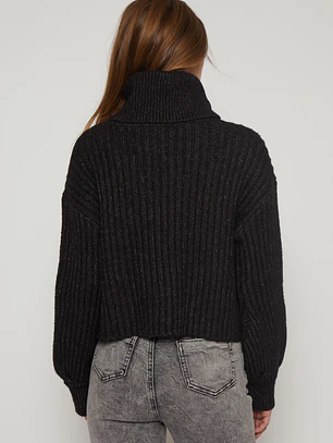 Sweater Canutón Cuello Mujer Negro Familyshop