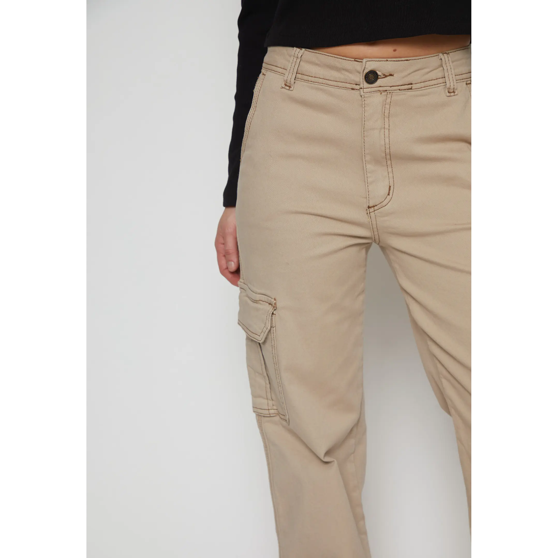 Pantalón Wide Leg Cargo Mujer Beige Familyshop 3