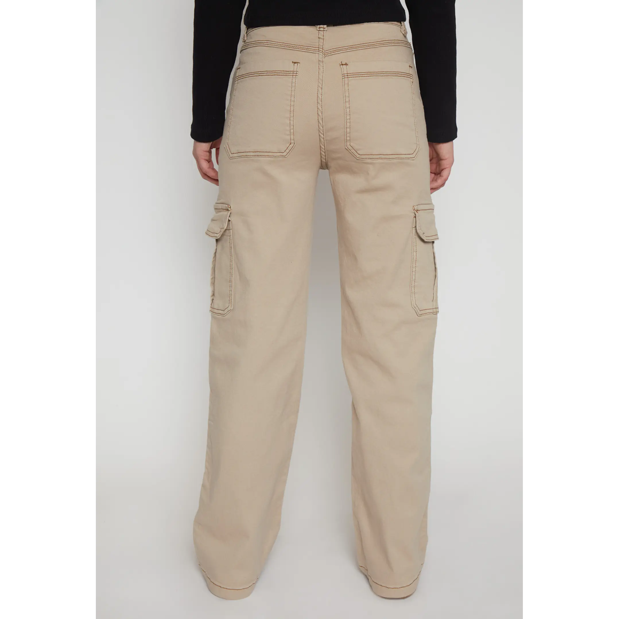 Pantalón Wide Leg Cargo Mujer Beige Familyshop 2
