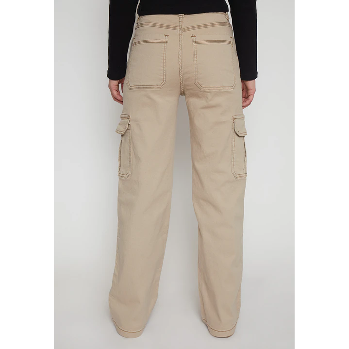 Pantalón Wide Leg Cargo Mujer Beige Familyshop 2