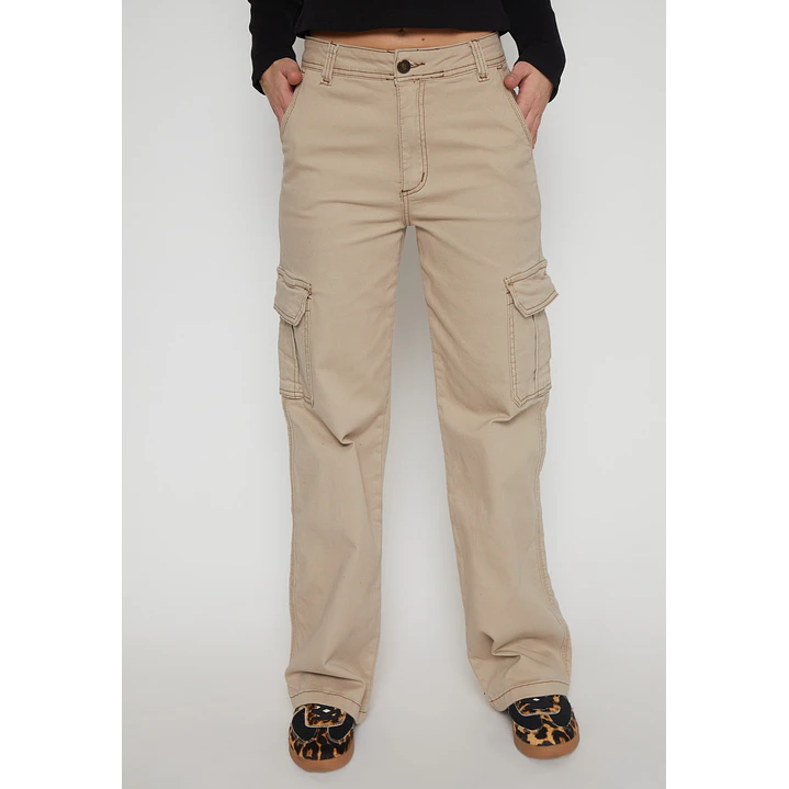 Pantalón Wide Leg Cargo Mujer Beige Familyshop 1
