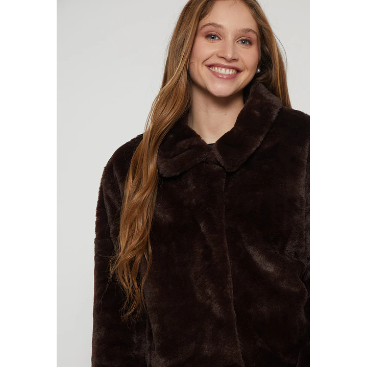 Chaqueta Piel Manga Larga Mujer Café Familyshop 2