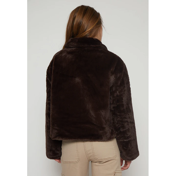 Chaqueta Piel Manga Larga Mujer Café Familyshop 3