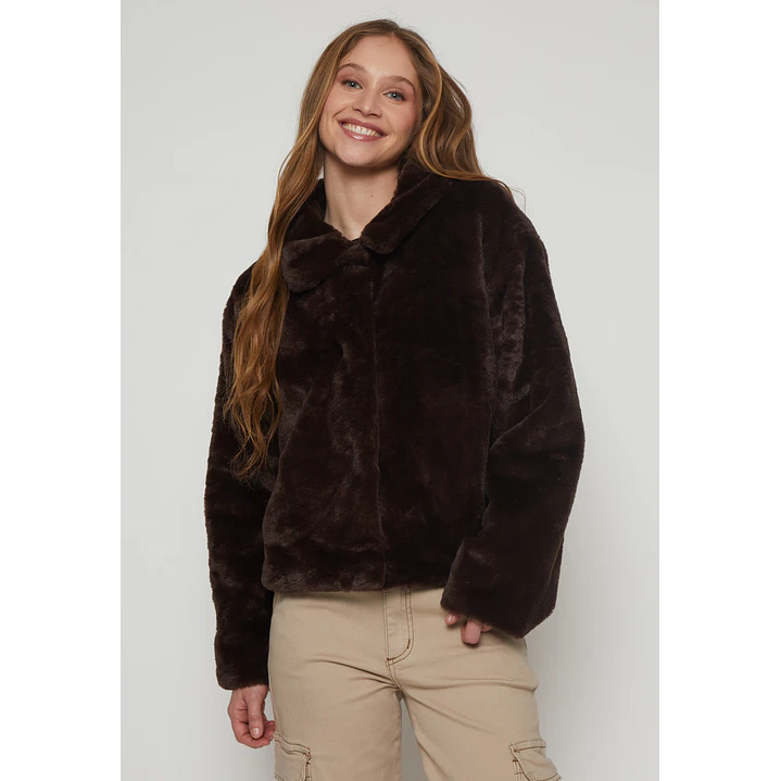 Chaqueta Piel Manga Larga Mujer Café Familyshop 1