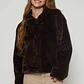 Chaqueta Piel Manga Larga Mujer Café Familyshop - Miniatura 1