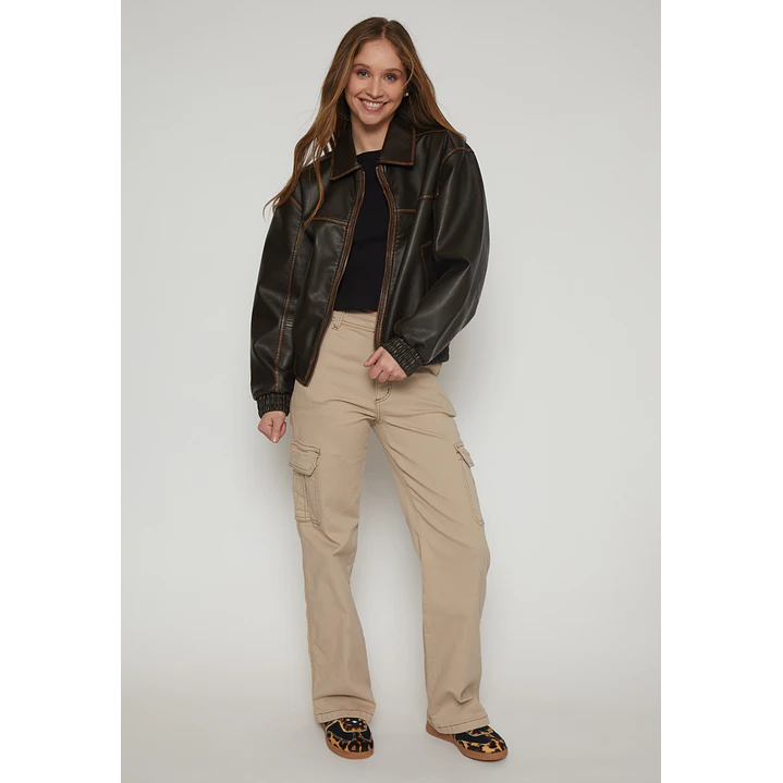 Chaqueta Efecto Piel Mujer Café Familyshop 4