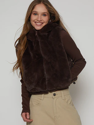 Chaqueta Piel Mujer Café Familyshop
