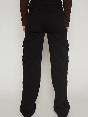 Pantalón Wide Leg Mujer Negro Familyshop
