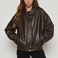 Chaqueta Efecto Piel Mujer Café Familyshop - Miniatura 1