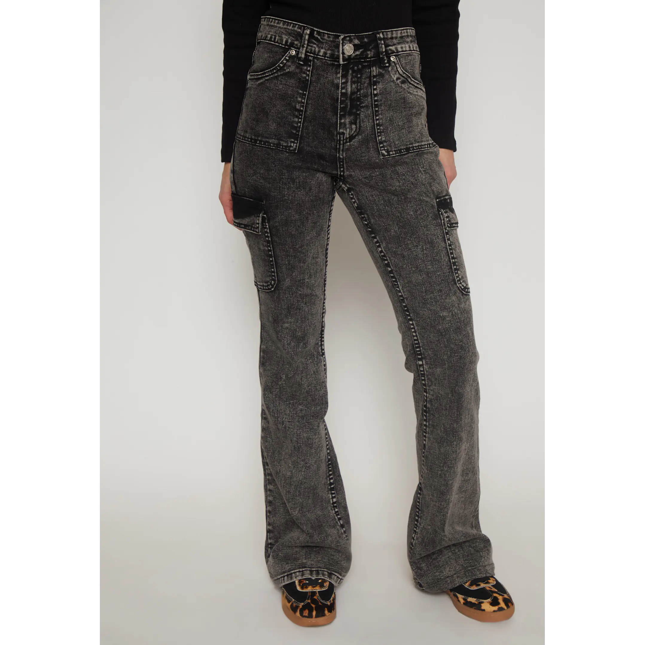 Jeans Flare Mujer Gris Familyshop 1
