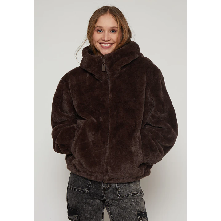 Chaqueta Piel Gorro Mujer Café Familyshop 1