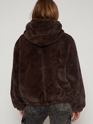 Chaqueta Piel Gorro Mujer Café Familyshop