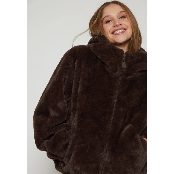 Chaqueta Piel Gorro Mujer Café Familyshop 3