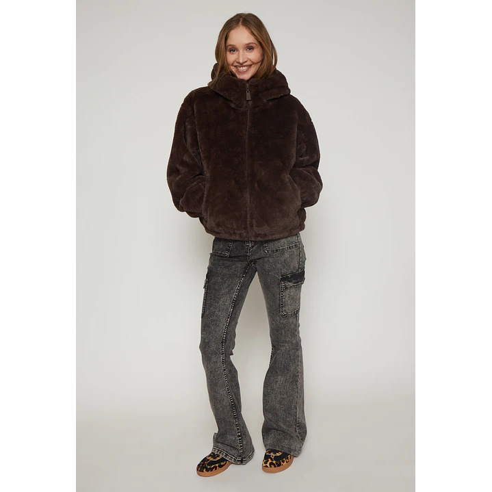 Chaqueta Piel Gorro Mujer Café Familyshop 4