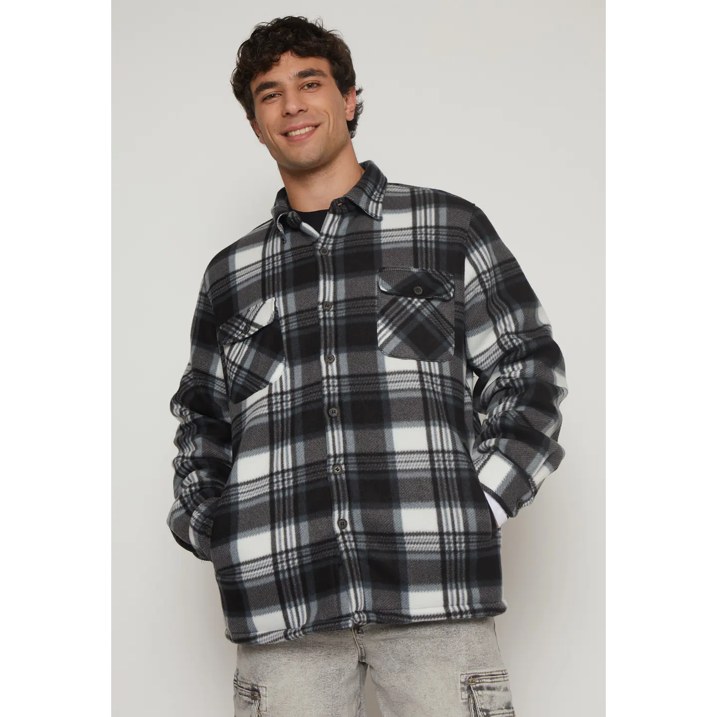 Chaqueta Escocesa Franela Hombre Azul Familyshop 1