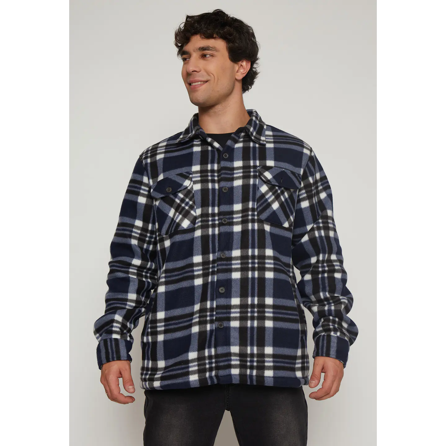 Chaqueta Escocesa Franela Hombre Azul Familyshop 1
