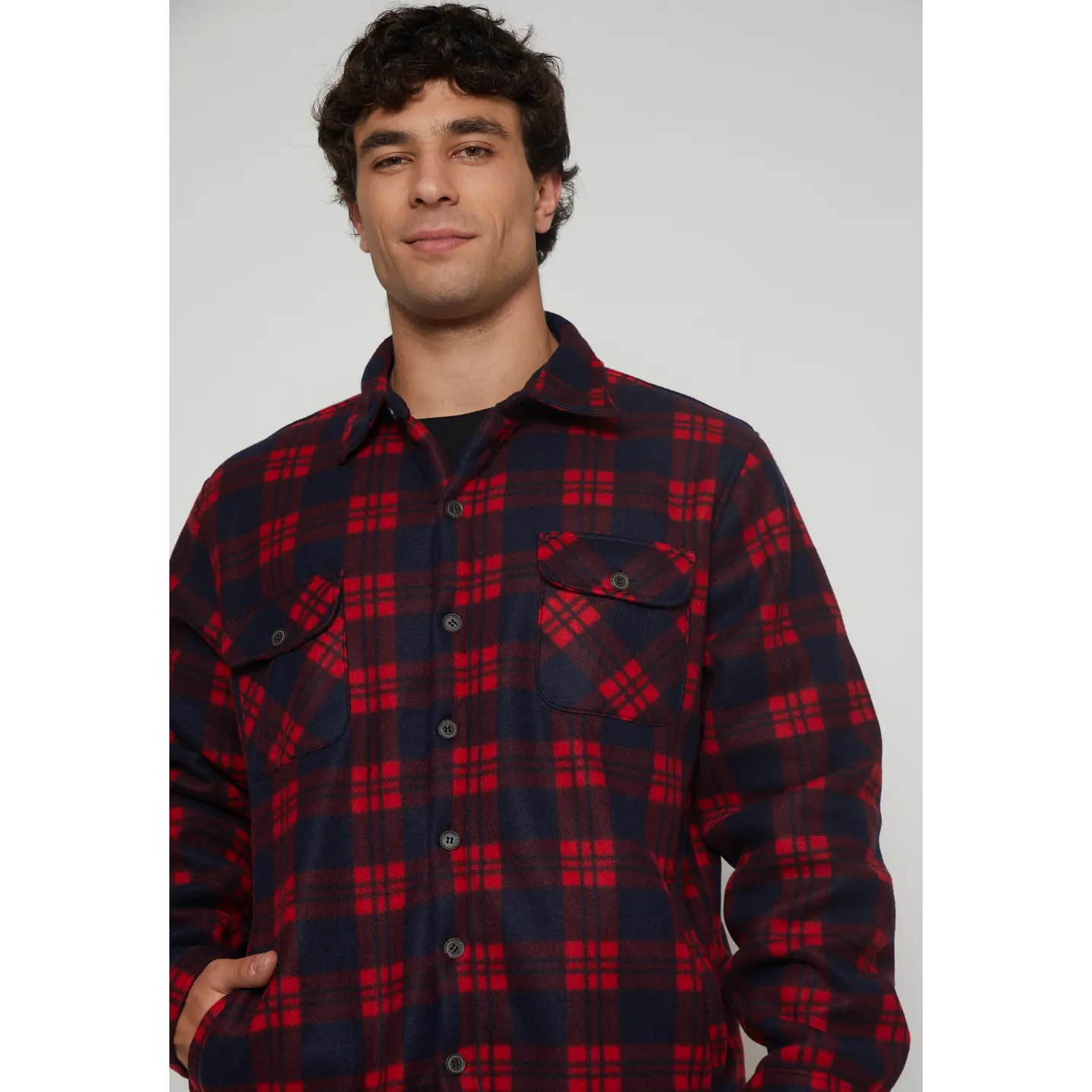 Chaqueta Escocesa Franela Hombre Rojo Familyshop 3