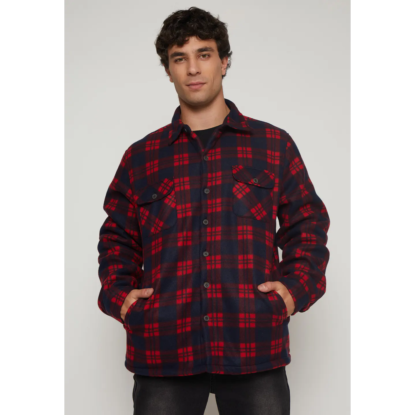 Chaqueta Escocesa Franela Hombre Rojo Familyshop 1