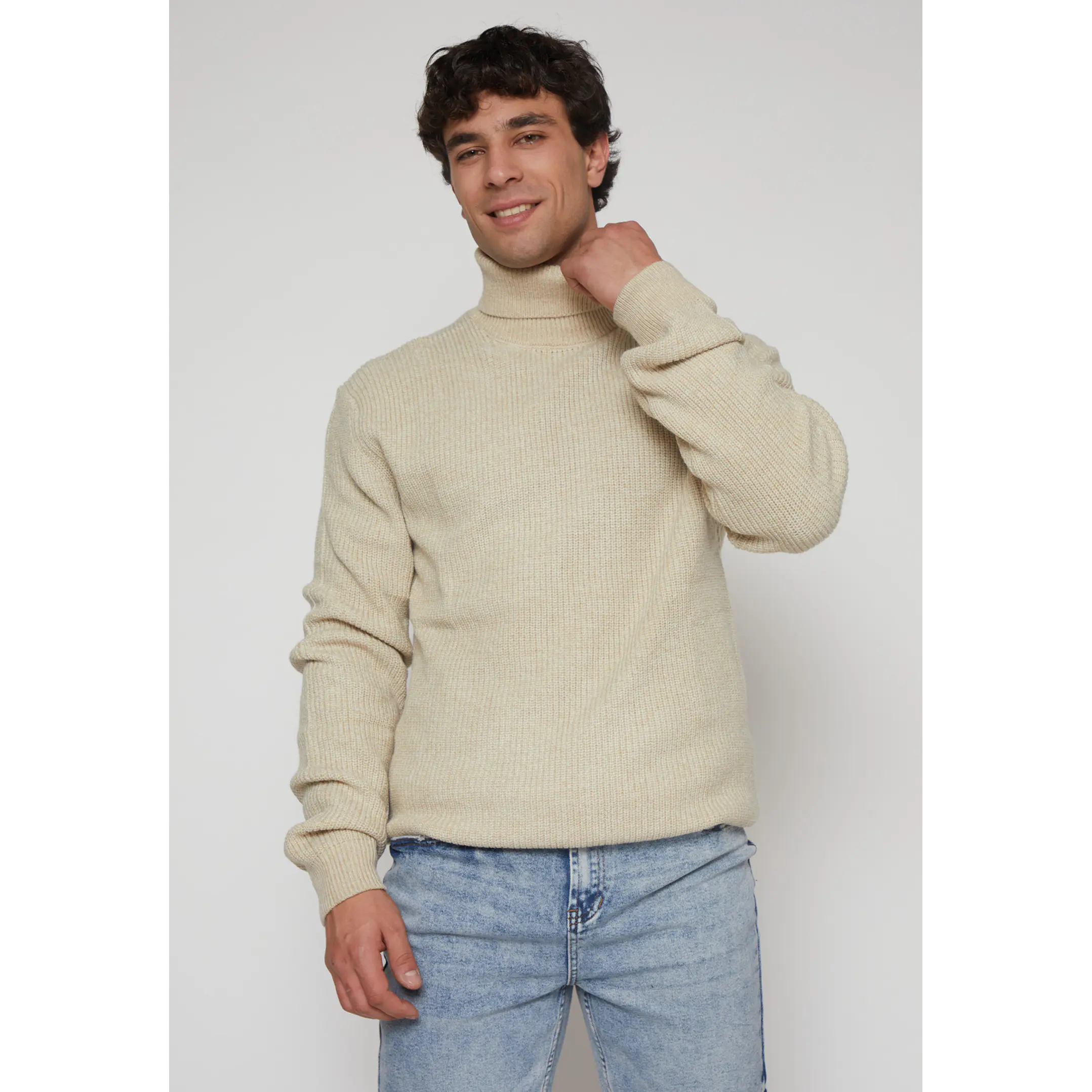 Sweater Cuello Alto Hombre Beige Familyshop 1