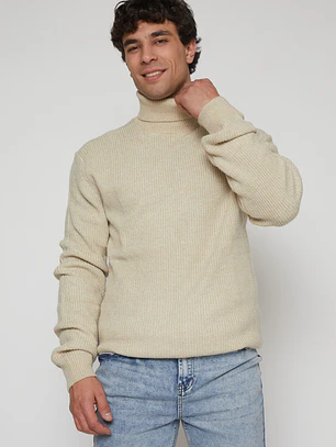 Sweater Cuello Alto Hombre Beige Familyshop