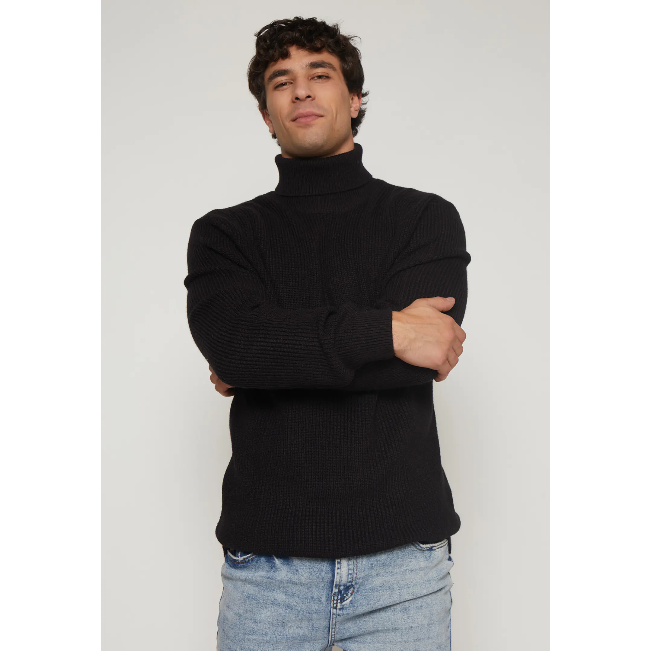 Sweater Cuello Alto Hombre Negro Familyshop 1