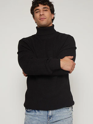 Sweater Cuello Alto Hombre Negro Familyshop