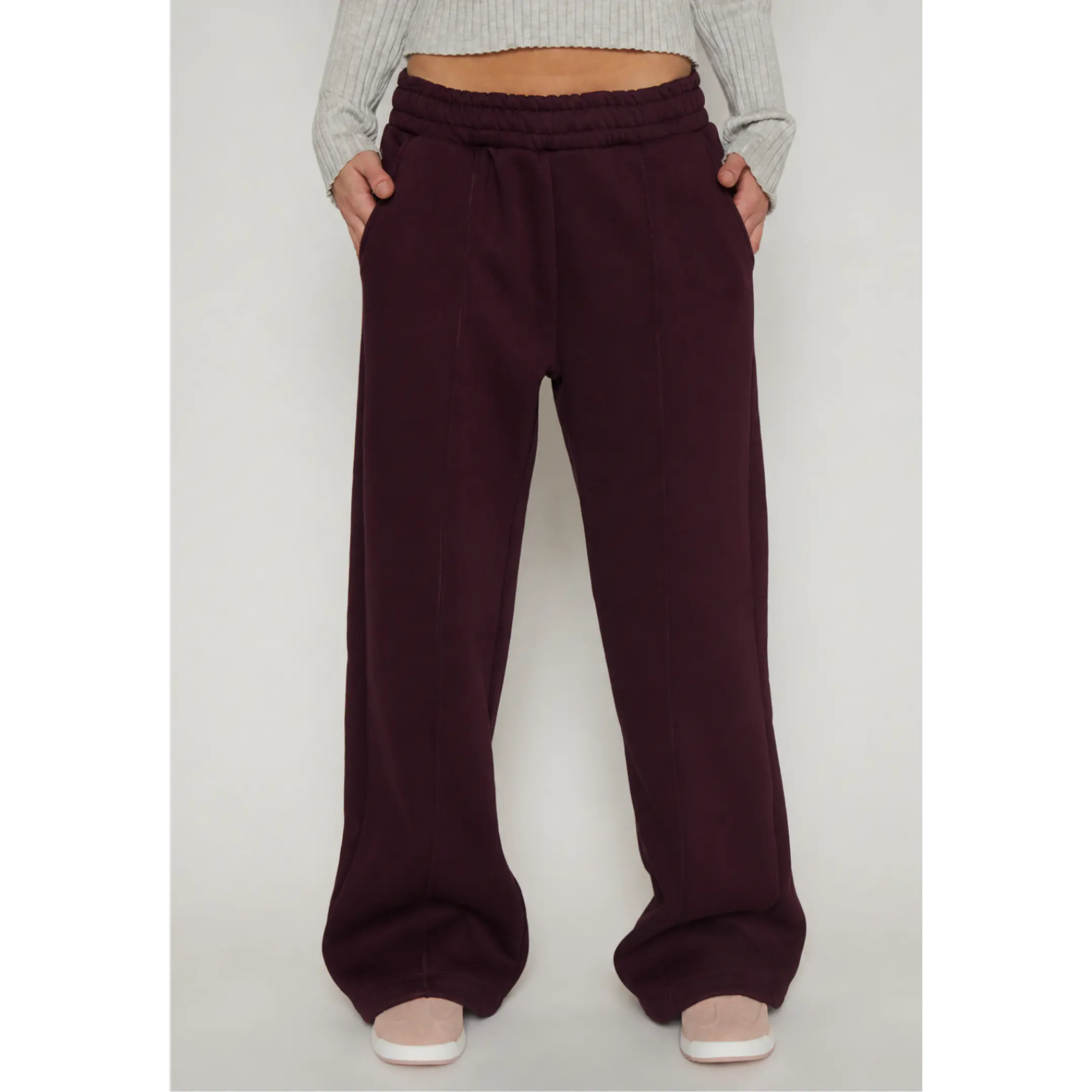 Pantalón Buzo Wide Leg Mujer Burdeo Familyshop 1