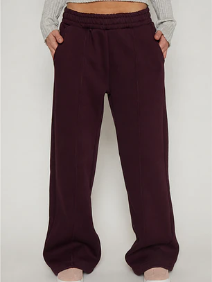 Pantalón Buzo Wide Leg Mujer Burdeo Familyshop